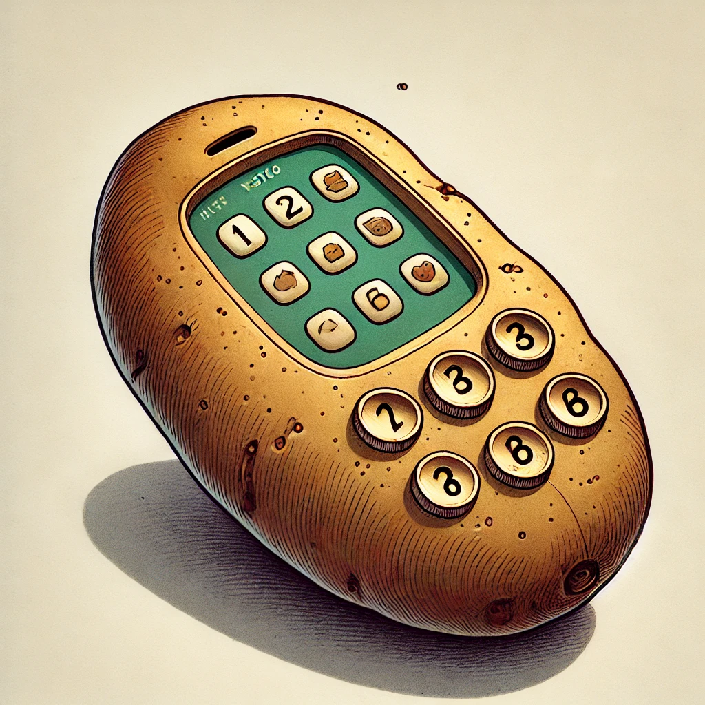 an illustration of a potato mobile phone.